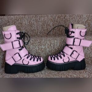 Pink Platform Combat Boots
